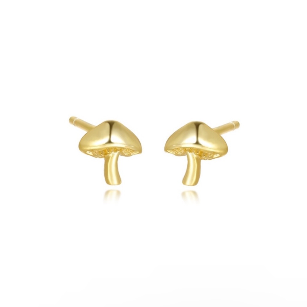 ✨HP✨ Gold Mushroom Dainty Minimalist Stud Post Earrings
